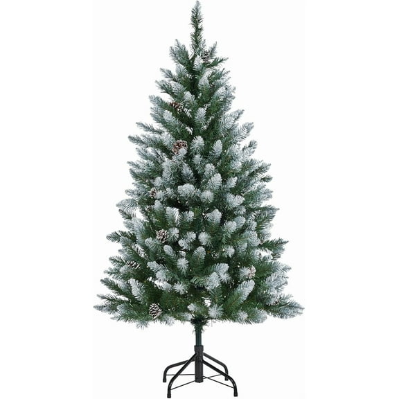 Senfot 6 FT Artificial Christmas Tree, Christmas Tree with Decoration, Metal Base Easy Assembly for Home, Office, Christmas Party, Christmas Holiday Decor, Green