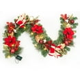 thumbnail image 1 of Senfot 6 Ft Pre-Lit Christmas Garland with Red & Gold Ball Ornaments, Battery Operated, Magnolia Flowers for Mantle, Front Door, Fireplace, Indoor/Outdoor Christmas Decor, 1 of 9