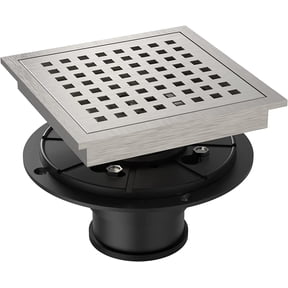 Senfot 6 Inch Brushed Linear Shower Drain, 304 Stainless Steel Rectangle Floor Drain with Hair Strainer, Anti-Clogging for Bathroom Laundry, Gray