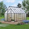 thumbnail image 1 of Senfot 6 x 11ft Walk-in Greenhouse Heavy-Duty Aluminum Frame Polycarbonate Panels Quick Setup Roof Vent Large Outdoor Greenhouse Kit for Garden Backyard Black, 1 of 9