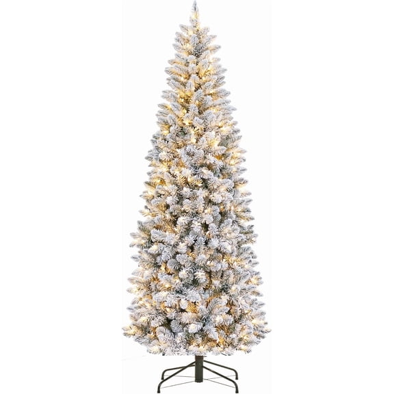 Senfot 6ft PVC Mixed Flocked Slim Pencil Christmas Tree Indoor Farmhouse Narrow Space Home Xmas Holiday Party Decor