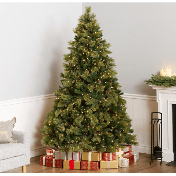 Senfot 6ft Wide Flocked Artificial Christmas Tree PVC Mixed Color Pine Needle Electrostatic Flocked Realistic Foliage Indoor Farmhouse Xmas Decor