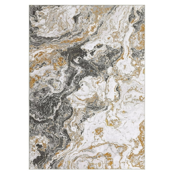 Senfot 6x9 Machine Washable Abstract Area Rug Soft Modern Marble Non-Slip Low Pile Carpet for Living Room Bedroom Dining Office Gray