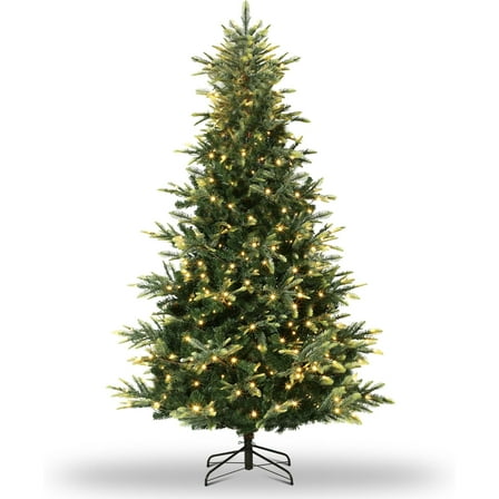 Senfot 7.5ft Pre-lit Artificial Christmas Tree,Spruce Prelit Christmas Trees for Home,Office,Party