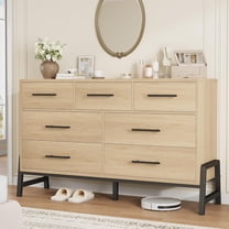 Senfot 7 Dresser for Bedroom, Freestanding 52" Wide Drawer Dresser with Storage, Wooden Closet Storage Chest for Living Room, Bedroom, Entryway, Natural Oak
