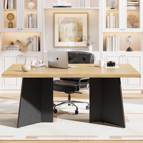 Senfot 71" Long Dining Table for 6-10 People, Modern Kitchen Table with Thick Top & Heavy Duty Base, Perfect for Gatherings