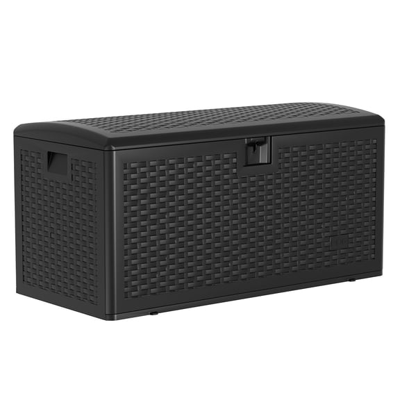 Senfot 73 Gallon Waterproof Lockable Resin Outdoor Deck Box Storage Container for Patio Cushions Garden Tools Pool