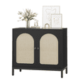 thumbnail image 1 of Senfot Buffet Cabinet with Storage, Kitchen Sideboard Console Table,Adjustable Shelf, Two-Door Rattan Accent Cabinet with Arch Carving, for Living Room, Hallway, Dining Room, Black, 1 of 7