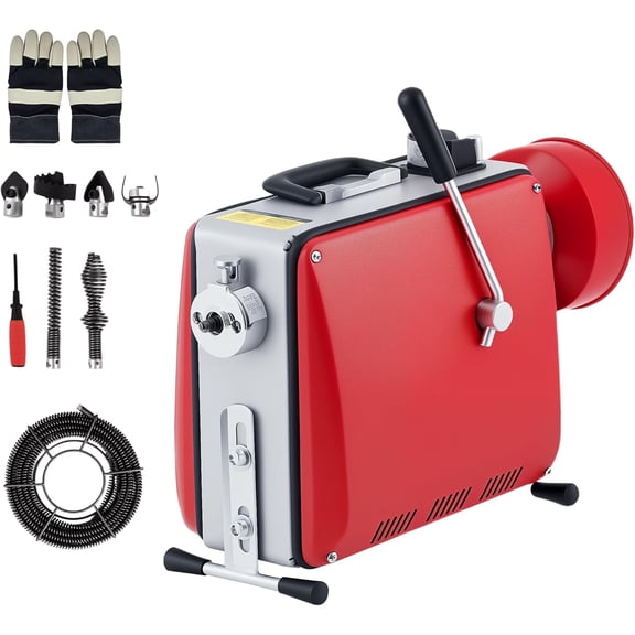 Senfot Carbon Steel Pipe Drain Cleaning Machine- Portable Electric Drain Auger- Professional Plumbing Tool for Toilet- Sink and Floor Drain Clog Removal