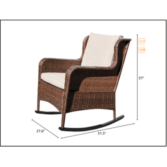 Senfot Classic Outdoor Wicker Glider Chair, Hand Woven Rattan Construction, Comfortable Single Rocking Chair for Patio Garden Backyard Brown Blue