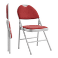 thumbnail image 1 of Senfot Folding Chairs, Heavy Duty Metal Folding Chair with Soft Cushion and Back,Linen Padded Foldable Chair, , Upholstered Chair for Home Office Party Dark Red 2pcs, 1 of 7