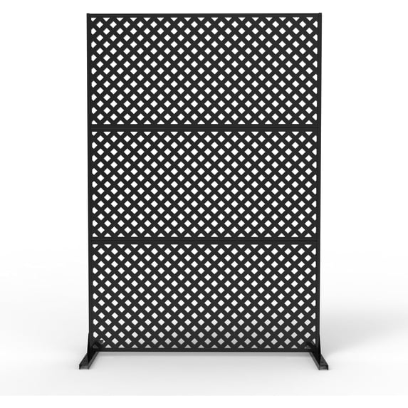 Senfot Galvanized Steel Outdoor Privacy Screen, 3-Piece Set, Weather Resistant for Patio Backyard Black