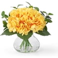 thumbnail image 1 of Senfot Hydrangea Artificial Flowers in Vase with Faux Water for Home Table Office Wedding Party Decor Yellow, 1 of 6