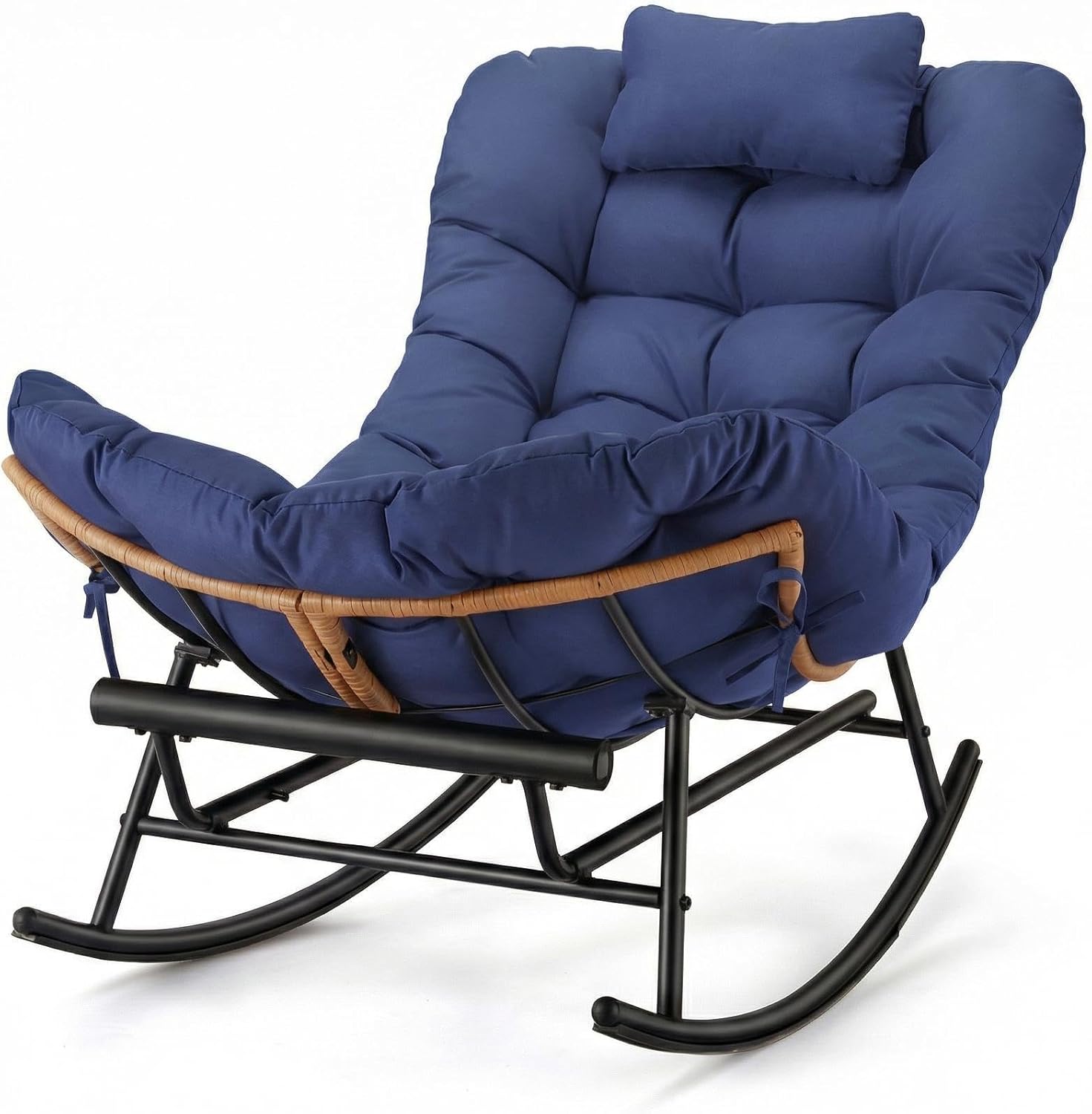 Senfot Indoor Outdoor Rocking Chair - Rattan Rocker with Extendable ...
