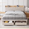 thumbnail image 1 of Senfot King Size Bed Frame with Storage Headboard, Upholstered Platform Beds with Drawers, Charging Station, Noise-Free, Easy Assembly,No Box Spring Needed, Beige, 1 of 7