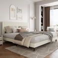 thumbnail image 1 of Senfot King Size Bed Frame Upholstered Platform Bed with Fabric Headboard, Wooden/Metal Slats Support, Non-Slip and Noise-Free,Easy Assembly, No Box Spring Needed, Beige, 1 of 7