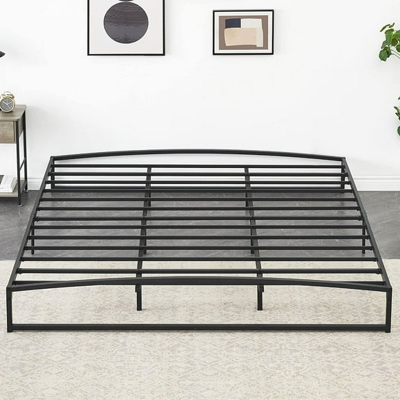 Senfot King Size Low Bed Frame - 10 Inch Heavy Duty Metal Platform, Mattress Foundation, Noise-Free, No Box Spring Needed, Easy Assembly,Non-Slip,Black