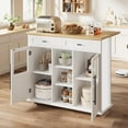 thumbnail image 1 of Senfot Kitchen Island Cart with Storage, Rolling Kitchen Island with Drop Leaf, Microwave Cart on Wheels, Table Bar Cart for Kitchen with Towel Rack for Kitchen,Dining Room, White, 1 of 8