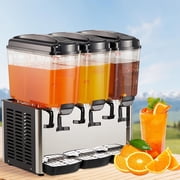 Senfot Metal 3-Tank Commercial Cold Beverage Dispenser, Cold Drink Machine for Cafe Buffet Restaurant Catering Black