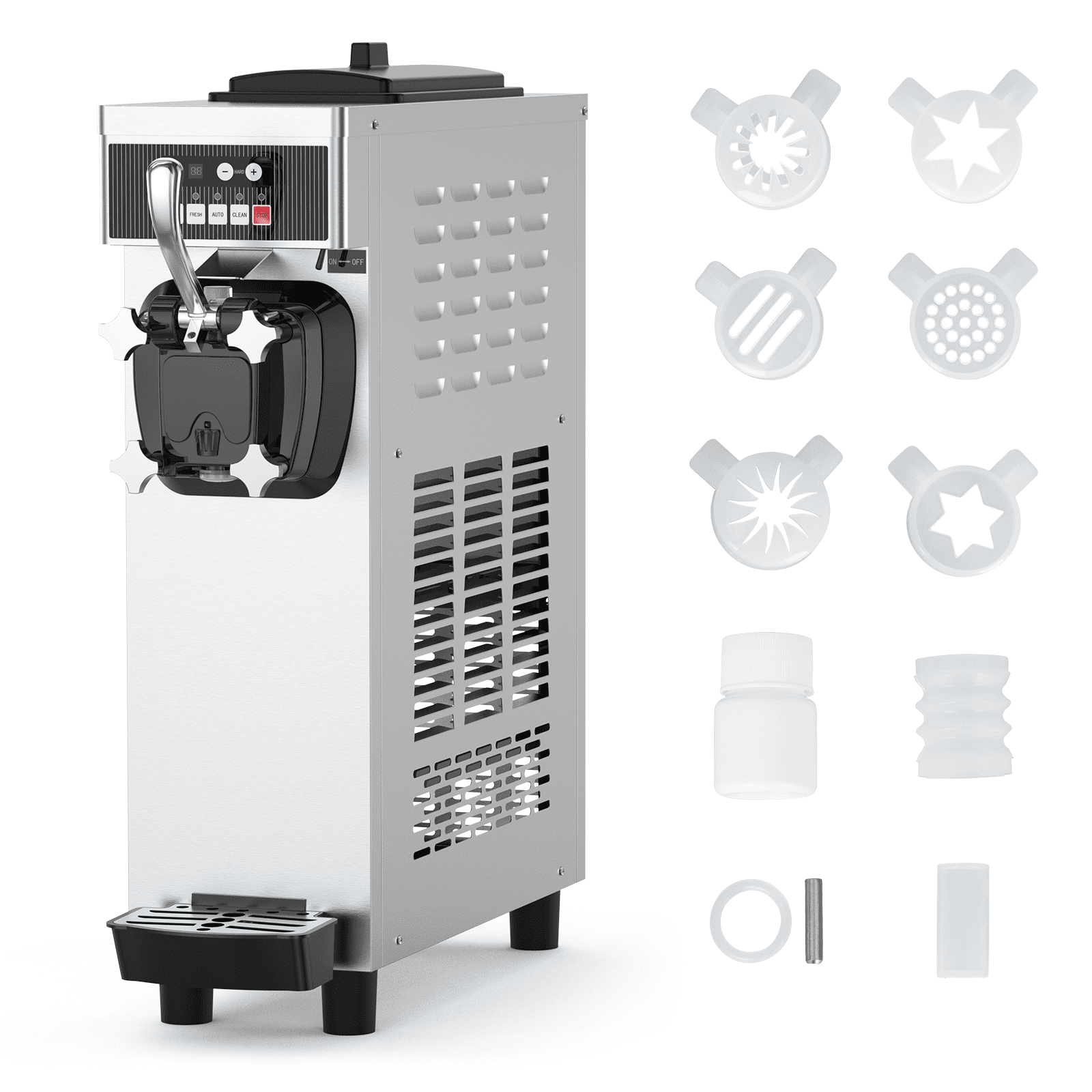 Senfot Metal Countertop 1-Head Soft Serve Ice Cream Machine, 115V 60Hz Commercial Ice Cream Maker for Snack Bar Silver