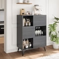 thumbnail image 1 of Senfot Modern Accent Cabinet with Doors and 3-Tier Storage Cabinet, Wooden Buffet Display Stand with Strong Legs for Dining Room,Kitchen, Living Room, Hallway,Black, 1 of 9