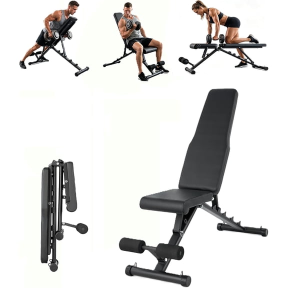 Senfot Multifunctional Workout Bench Solid Iron Plastic Structure Home Gym Full Body Exercise Training Chair Black