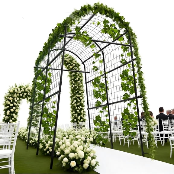 Senfot PE Metal Plant Trellis with Cross Buckle Design Featuring 7 Horizontal Tubes for Outdoor Bean Cucumber Climbing Vine Cultivation