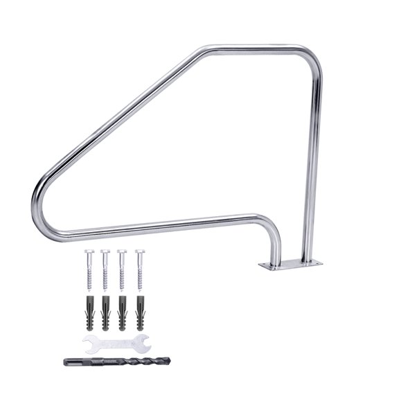 Senfot PSP Pool Handrail 49534, Durable Pool Grab Bar for Inground Pool Spa Ladder Stair Poolside Safety Silver