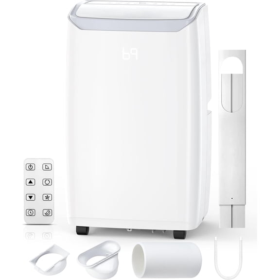 Senfot Portable Air Conditioner 14000 BTU- Cools 750 Sq.Ft- Quiet with Dehumidifier Sleep Mode Timer Remote- White