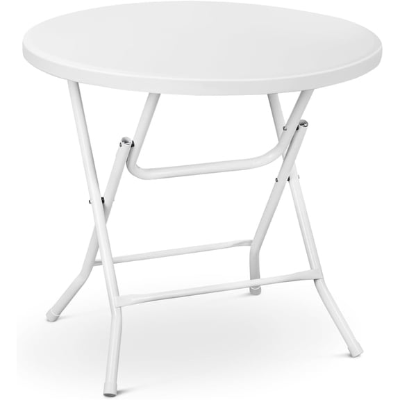 Senfot Portable Folding Bar Height Bistro Table, Round High Top for Indoor Outdoor Party White 80cm