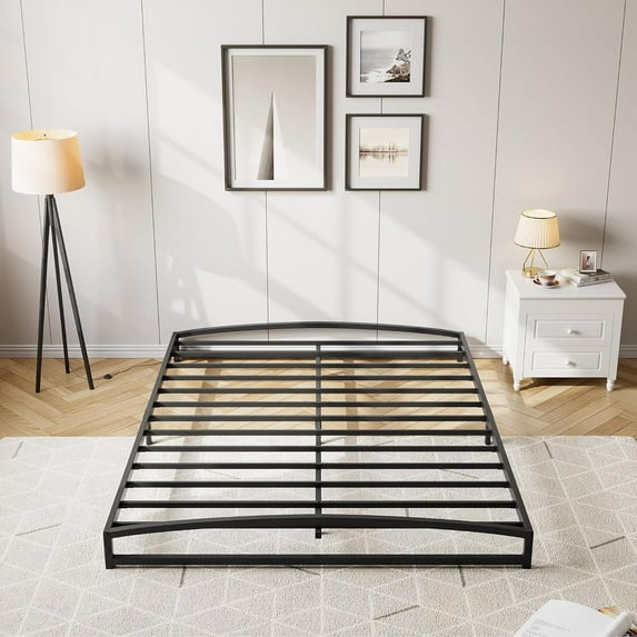 Senfot Queen Size Low Bed Frame - 6 Inch Heavy Duty Metal Platform, Mattress Foundation, Noise-Free, No Box Spring Needed, Easy Assembly,Non-Slip,Black