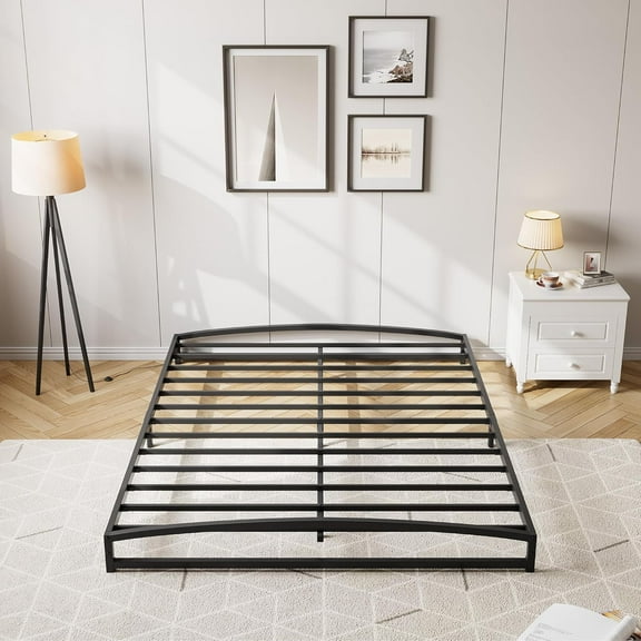 Senfot Queen Size Low Bed Frame - 6 Inch Heavy Duty Metal Platform, Mattress Foundation, Noise-Free, No Box Spring Needed, Easy Assembly,Non-Slip,Black