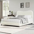 thumbnail image 1 of Senfot Queen Size Platform Bed Frame, Metal Frame Twin Bed Fame with Strong Wooden Slats,Sherpa Fabric Upholstered Bed Frame with Headboard, No Box Spring Needed,No Noise Free, Beige, 1 of 8