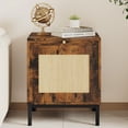 thumbnail image 1 of Senfot Rattan Nightstand, Wooden Bedside Table with Rattan Door, Accent End Table with Storage and Metal Legs,Pull-Out Tray, Night Stand for Bedroom, Living Room, 1 of 6