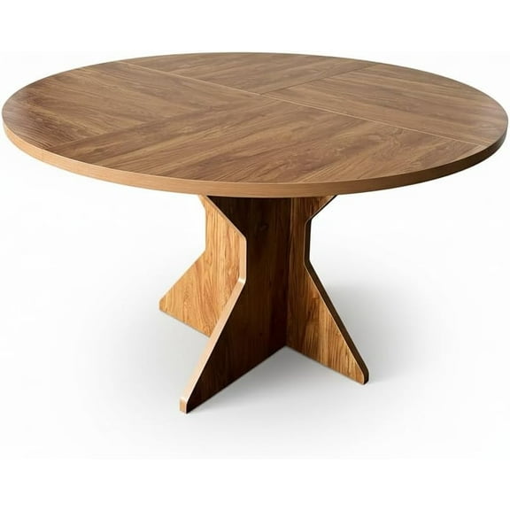 Senfot Round Extendable Dining Table, Wood-Look Expandable Table for Kitchen/Dining Room, Perfect for Family Meals and Entertaining Guests