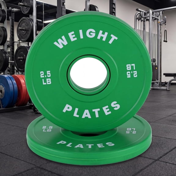 Senfot Set Steel Core Rubber Adjustable Weight Plates Printed Mark Fit 2 Inch Barbell Home Strength Training 2.5 Lb Pair Green