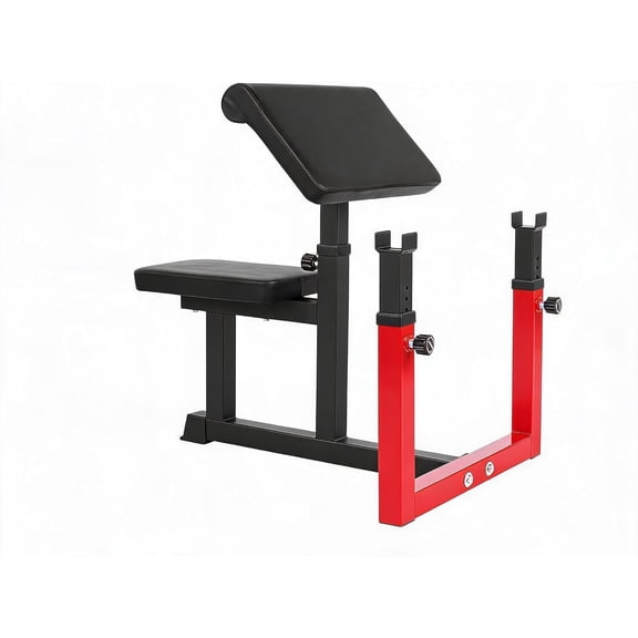 Senfot Small Preacher Curl Bench Sturdy Iron Frame Biceps Training Home Gym Strength Workout Equipment Black Red