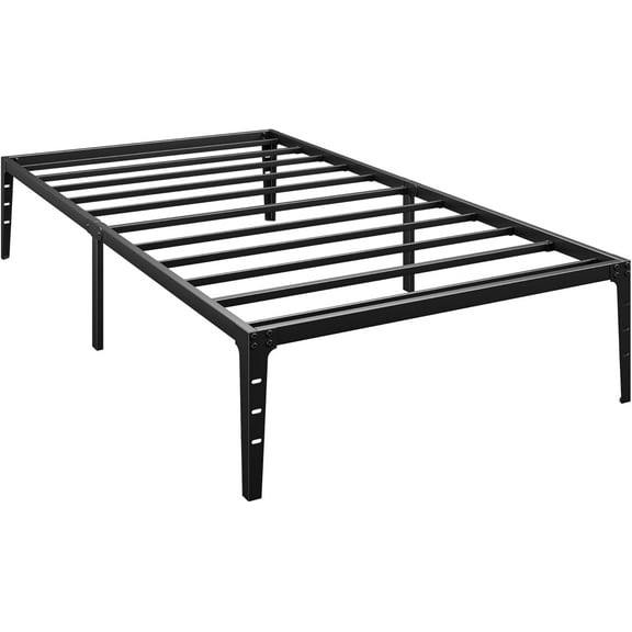 Senfot Twin Size 14-Inch Metal Platform Bed Frame with 12.6-Inch Storage - Steel Slat Support, Noise-Free, No Box Spring Needed, Black