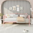 thumbnail image 1 of Senfot Twin Size Daybed Frame, Metal Platform Sofa Bed with Headboard, 12” Storage, No Box Spring Needed, Heavy Duty Steel Slats, Pink, 1 of 7