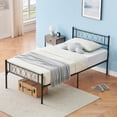 thumbnail image 1 of Senfot Twin-XL Size Platform Bed,Metal Twin-XL Bed Frame,Headboard and Footboard with Iron Heart Design,No Box Spring Needed, Easy Assembly Black, 1 of 7
