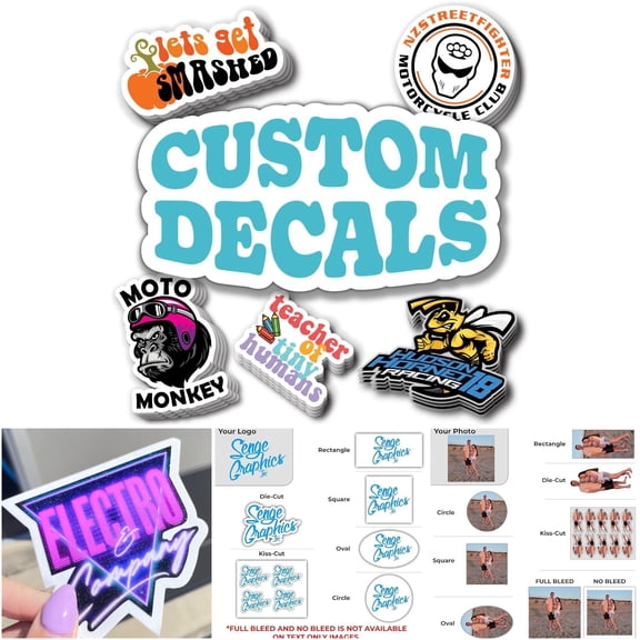Senge Graphics Inc VINYL-DECALS-STND Automotive Decals Custom Stickers UV Fade Resistant Dishwasher Safe 2.75 Mil Vinyl