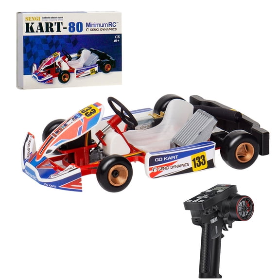Sengi Kart-80 1/32 Scale Remote Control Car, 2.4GHz Mini RC Go-Kart Assembly Model with Bearing Steering & Foam Wheel, Creativity Gift for Hobbyists