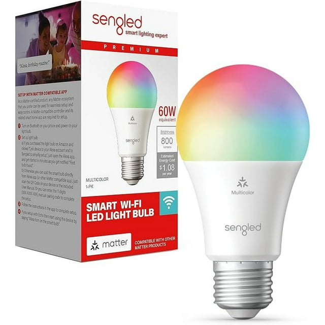 Sengled LED Smart Light Bulb (A19), MatterEnabled, Multicolor, Works