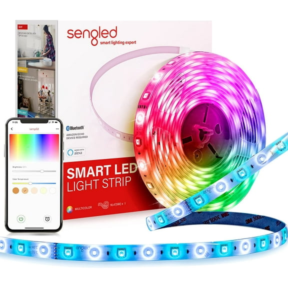 Sengled Smart Bluetooth Mesh LED Multicolor Light Strip, 5M (16.4ft), High Brightness with 16 Million Colors, RGBW, 450 Lumens/Meter, (B1G-G8EX)