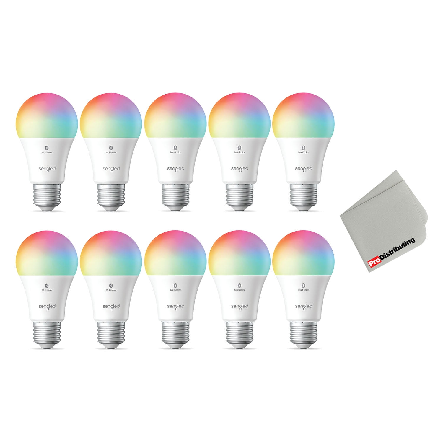 Sengled Smart Color Changing Bluetooth Mesh Dimmable LED Bulb A19 E26 w/ Microfiber Cleaning Cloth - 10-Pack