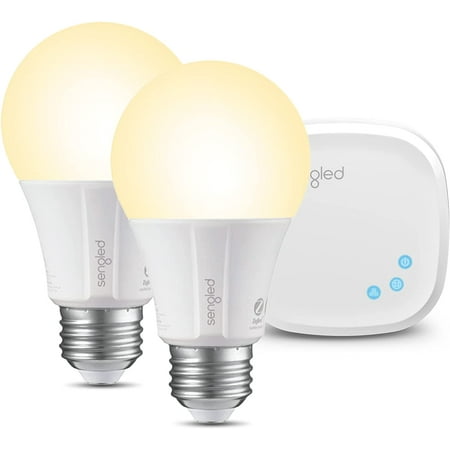 Sengled Smart Light Bulb Starter Kit, Google Home, 2700K Soft White Light Bulbs, A19 E26 Dimmable Bulbs 800LM, 9 (60W Equivalent), 2 Bulbs with Hub, New