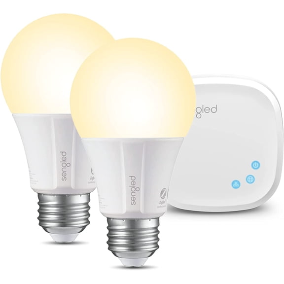 Sengled Smart Light Bulb Starter Kit, Google Home, 2700K Soft White Light Bulbs, A19 E26 Dimmable Bulbs 800LM, 9 (60W Equivalent), 2 Bulbs with Hub, New