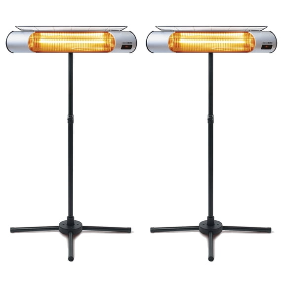 Sengoku HeatMate Weatherproof Outdoor Heater with Remote, Silver (2 Pack)
