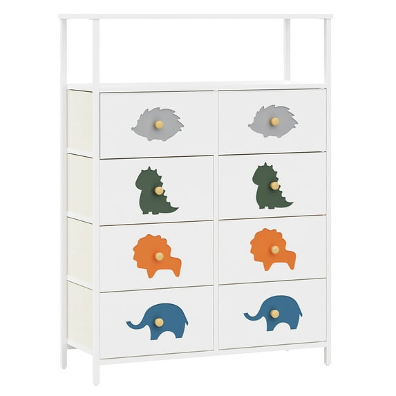 Sengroce Kids Dresser with 8 Drawers - Vertical Nursery Dresser for Kids Bedroom, Cartoon White