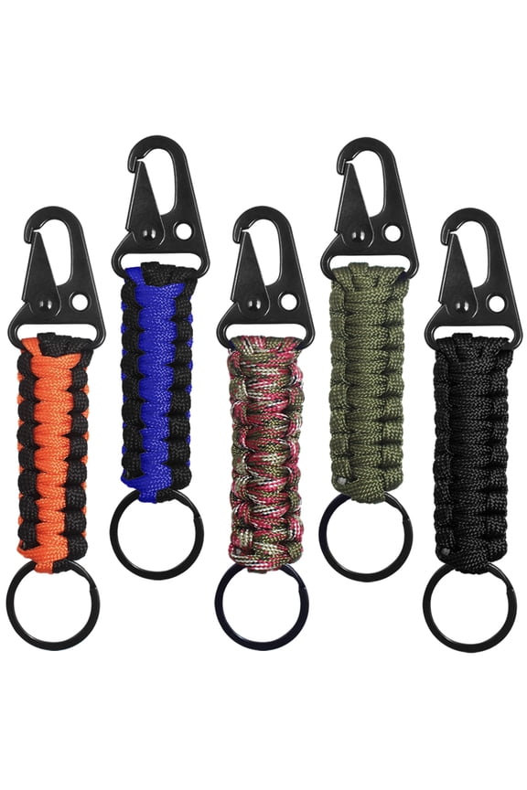Braided Carabiner Keychain, Multicolor, 5 Count